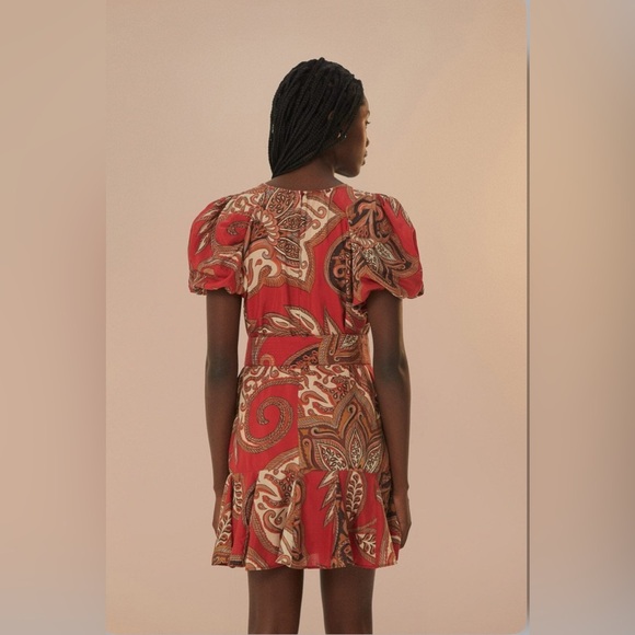 Farm Rio Leopard Paisley Burgundy Mini Dress - Picture 5 of 9